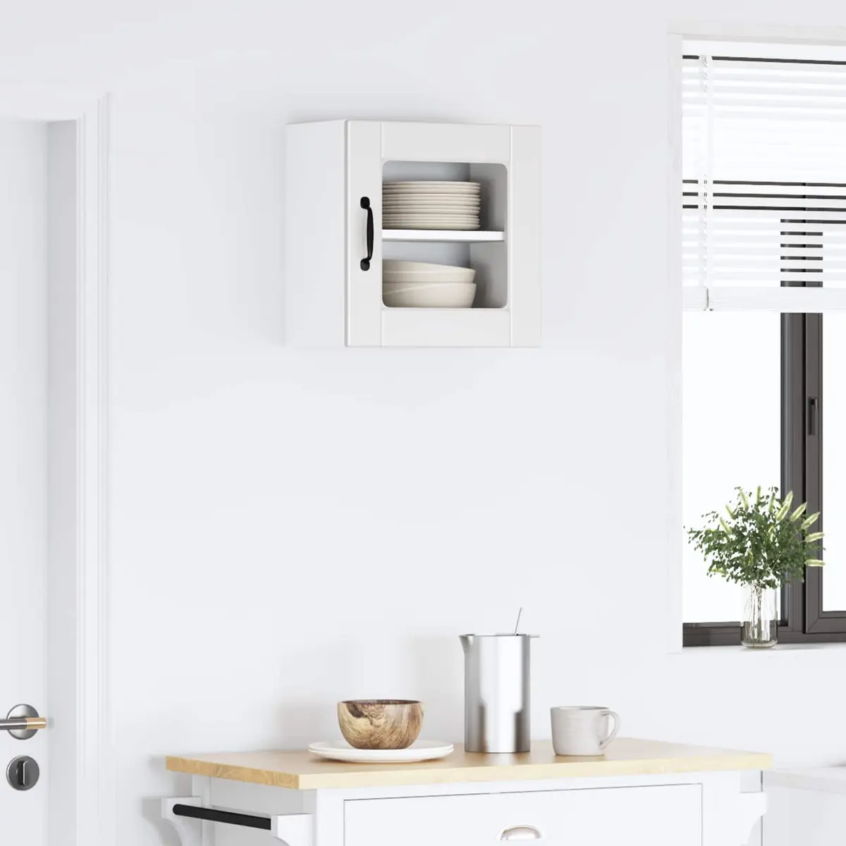 Wall Glass Cabinet White Engineered Wood 40x31x40cm