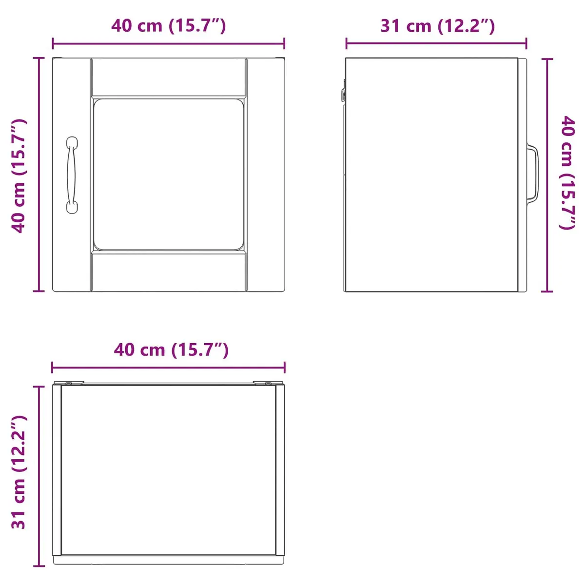 Wall Glass Cabinet White Modern 40 x 31 x 40 cm Engineered Wood 2 Piece