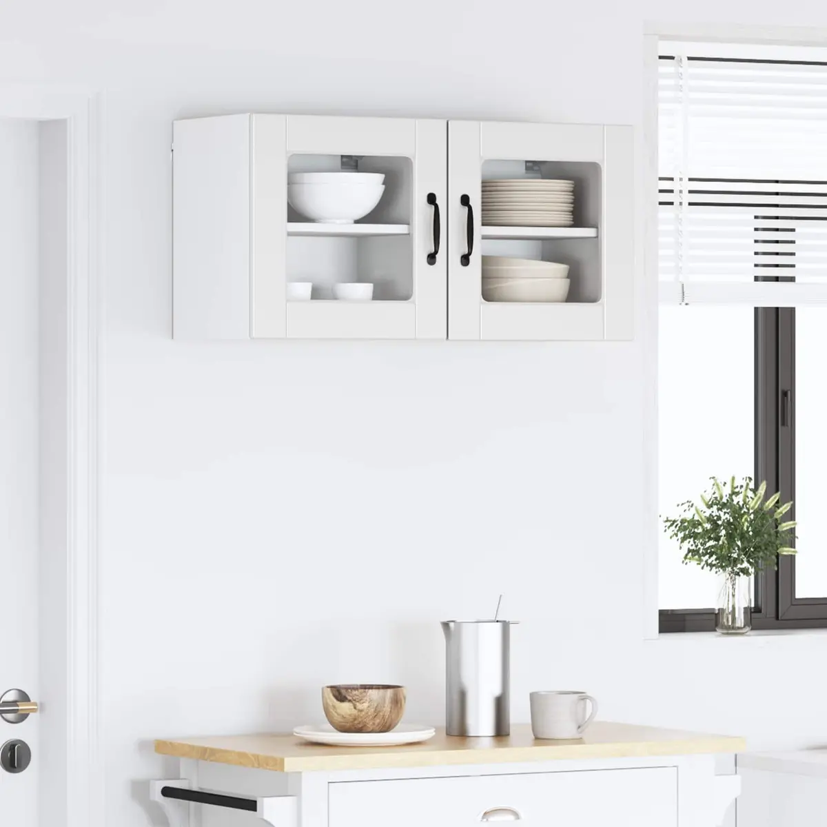 Wall Glass Cabinet White Modern 40 x 31 x 40 cm Engineered Wood 2 Piece