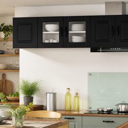 Wall Glass Cabinet PORTO Black Kitchen Storage 40x31x40cm