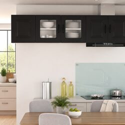 Modern Black Wall Glass Cabinet for Kitchen Storage