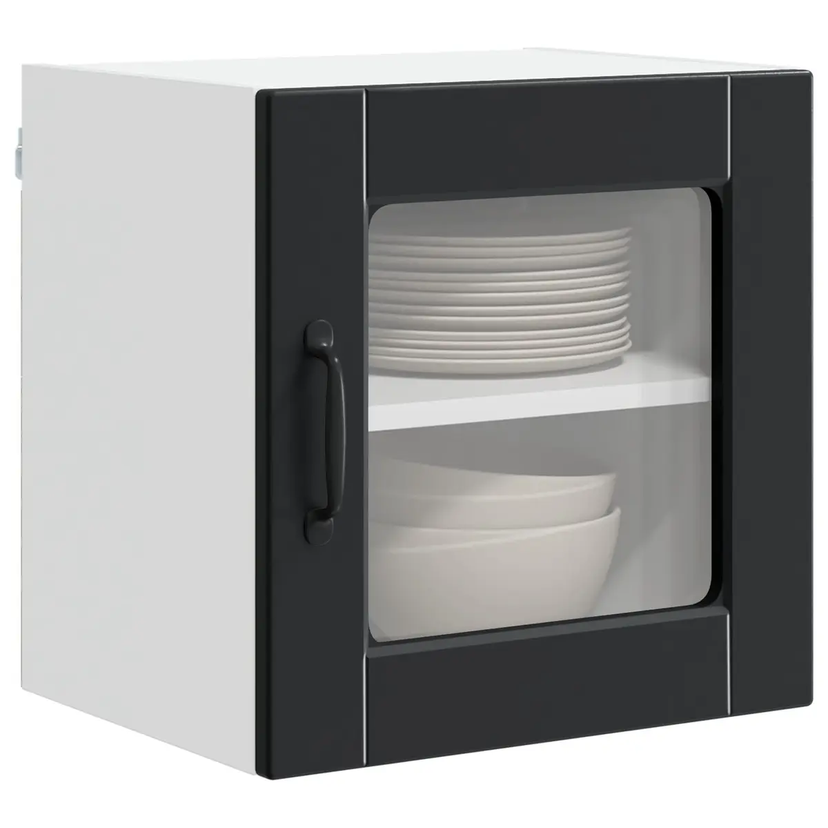 Black Wall Glass Cabinet for Kitchen Storage