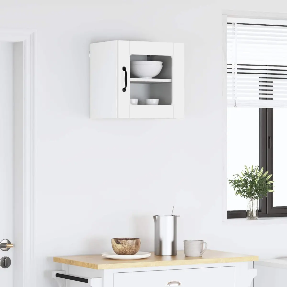 High Gloss White Wall Glass Cabinet 40x31x40cm