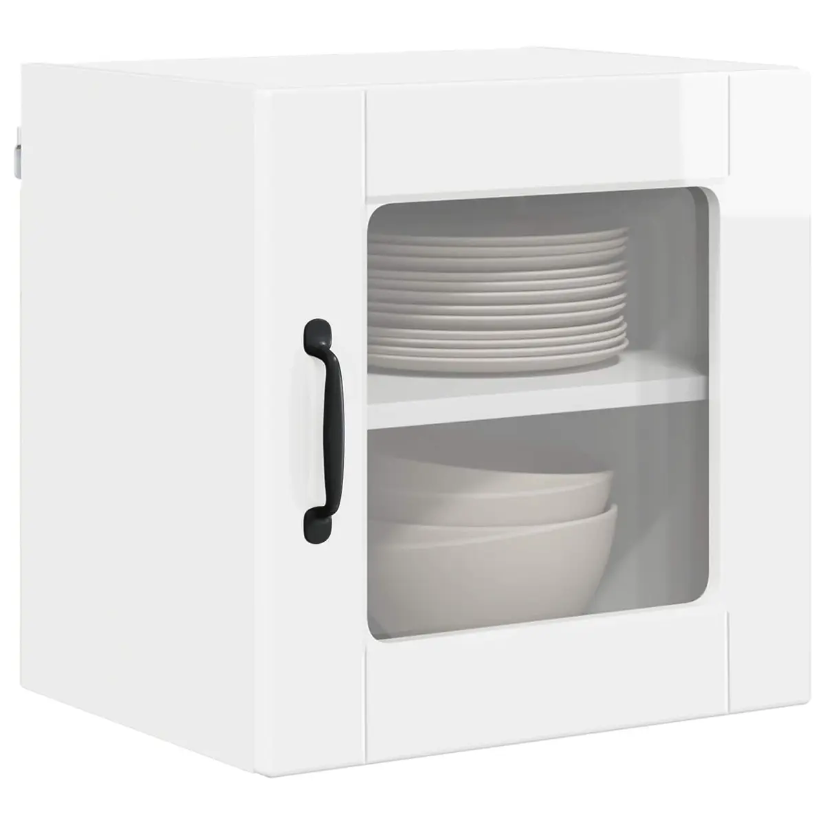 Wall Glass Cabinet PORTO High Gloss White Kitchen Storage 2 pcs 40x31x40cm