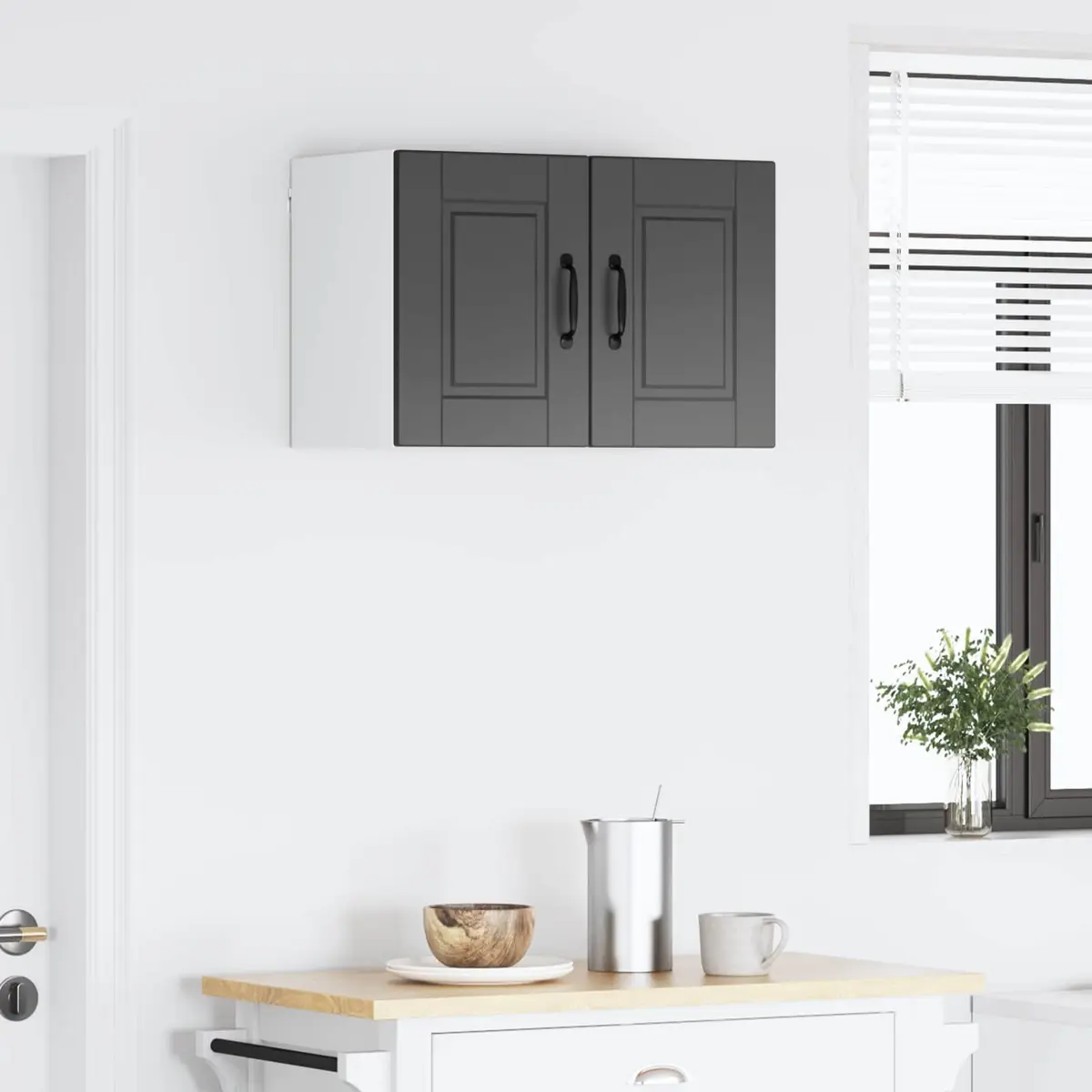 Wall Cabinet Kitchen Storage Black 30 x 31 x 40 cm Engineered Wood 2 Pieces