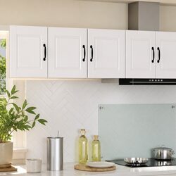 White Engineered Wood Wall Cabinet Set for Kitchen