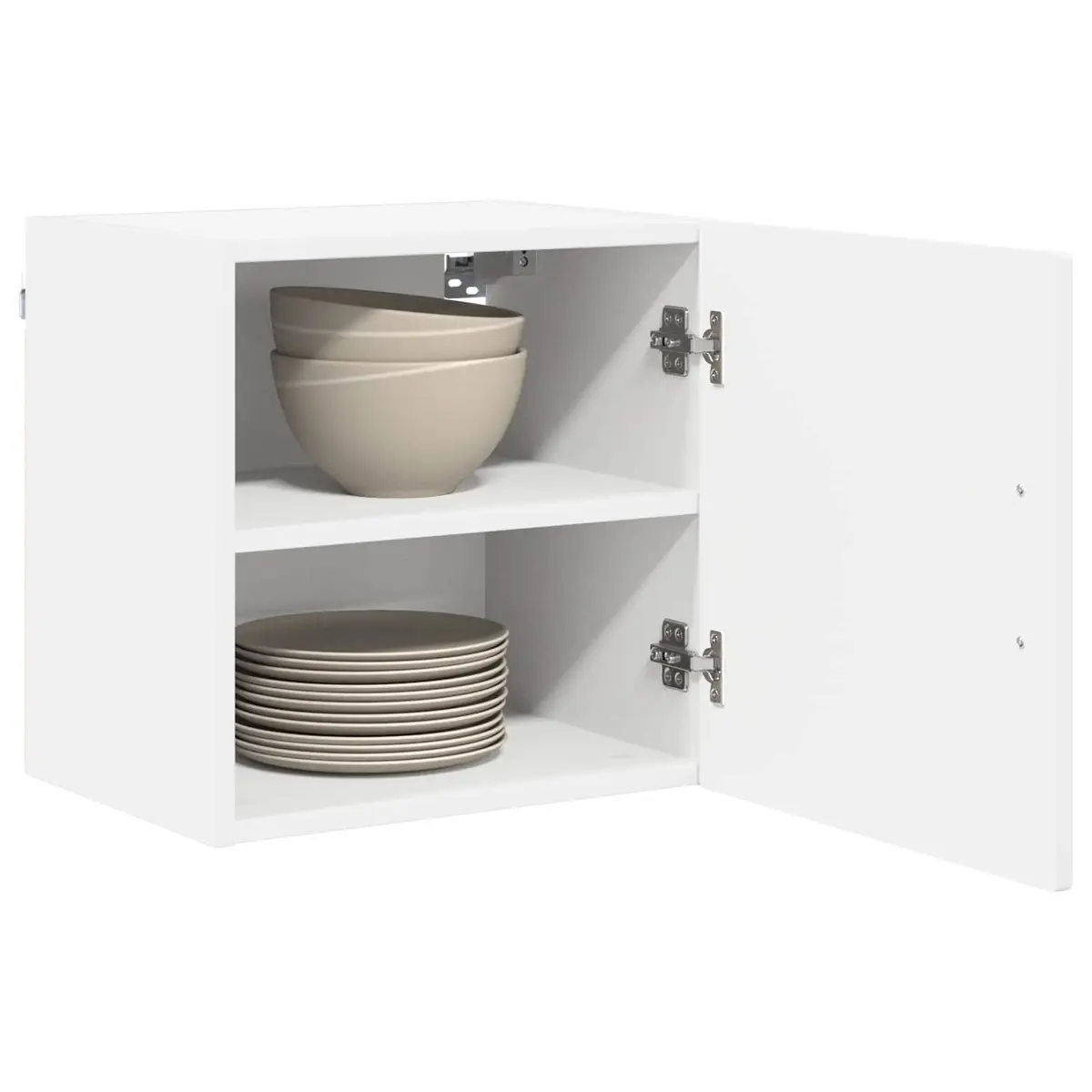 White Engineered Wood Wall Cabinet Set for Kitchen