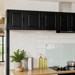 Black Engineered Wood Wall Cabinet for Kitchen Storage