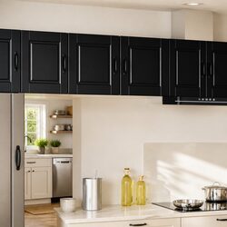 PORTO Black Wall Cabinet for Kitchen Storage - 2 Pieces