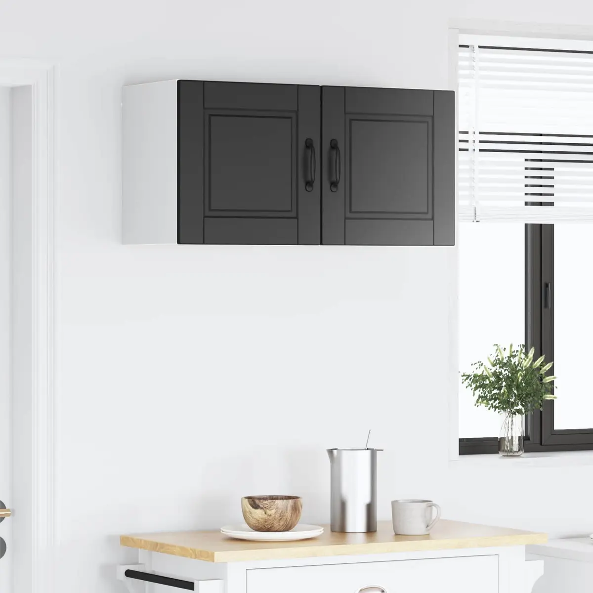 Wall Cabinet PORTO Black Kitchen Storage 2 Pieces 40 x 31 x 40 cm Engineered