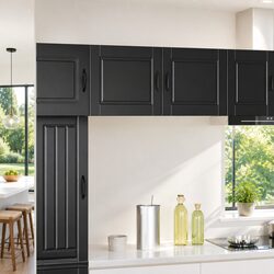 Black Engineered Wood Wall Cabinet for Kitchen Storage