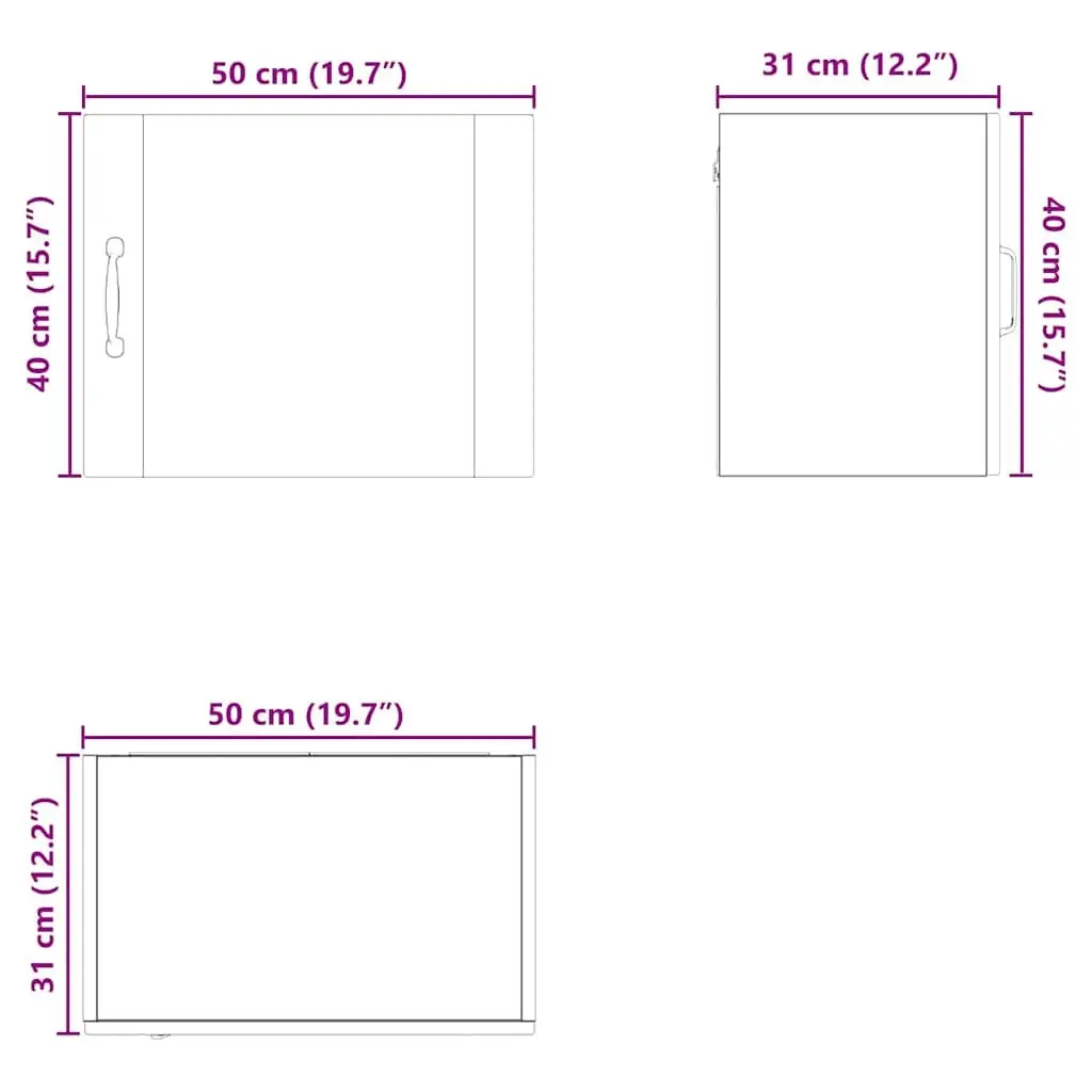Wall Cabinet Storage Black Engineered Wood 50 x 31 x 40 cm
