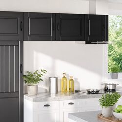 Porto Wall Cabinets in Black – Set of 2 for Kitchen