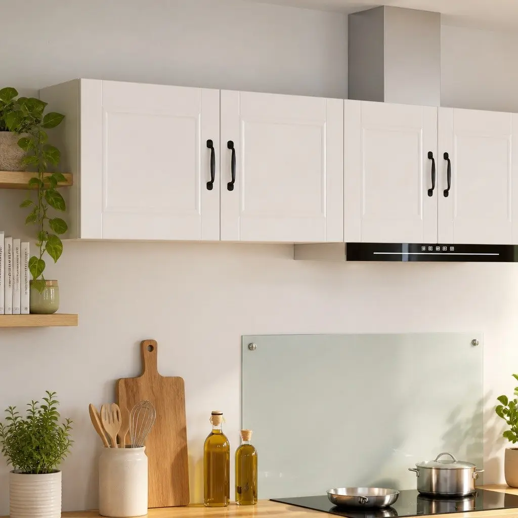 High Gloss White Wall Cabinet Set for Kitchen Storage