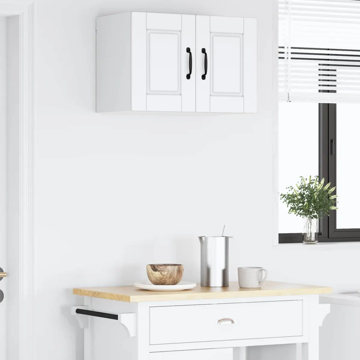 White Wall Cabinet for Kitchen Storage 60x31x40cm