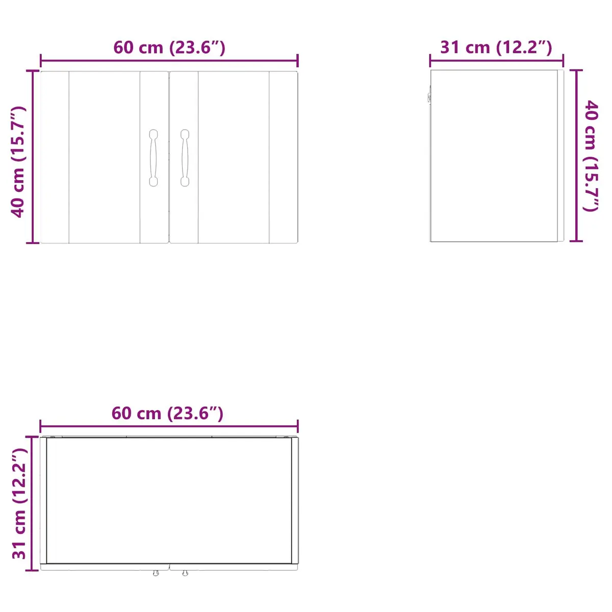 Wall Cabinet Porto 2 Pcs White Storage for Kitchen
