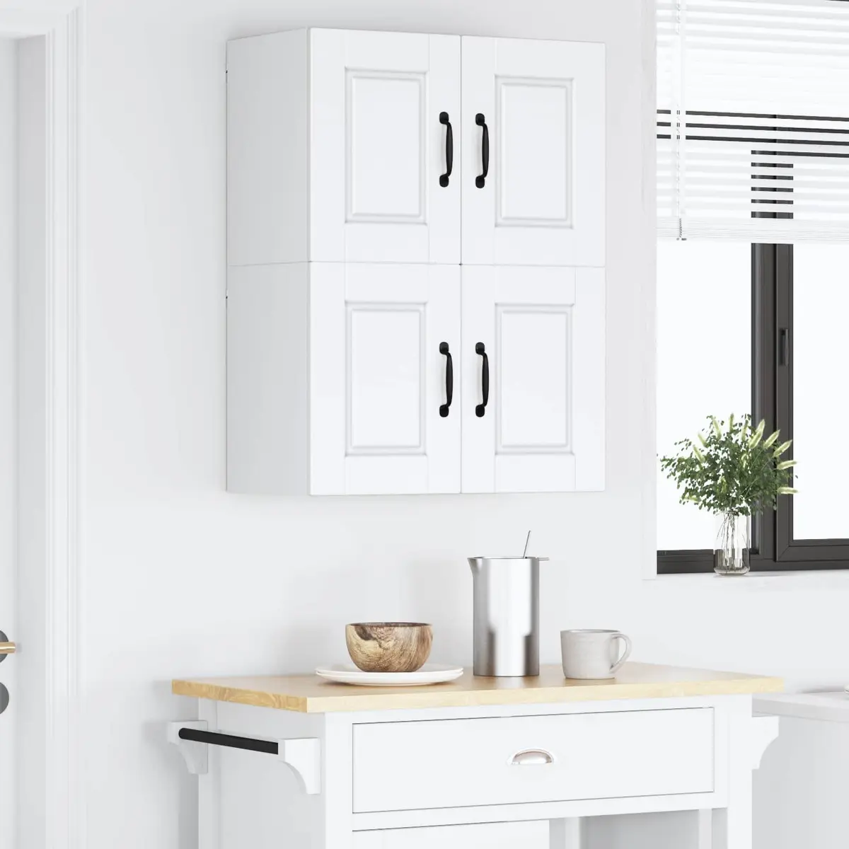 Wall Cabinet Porto 2 Pcs White Storage for Kitchen