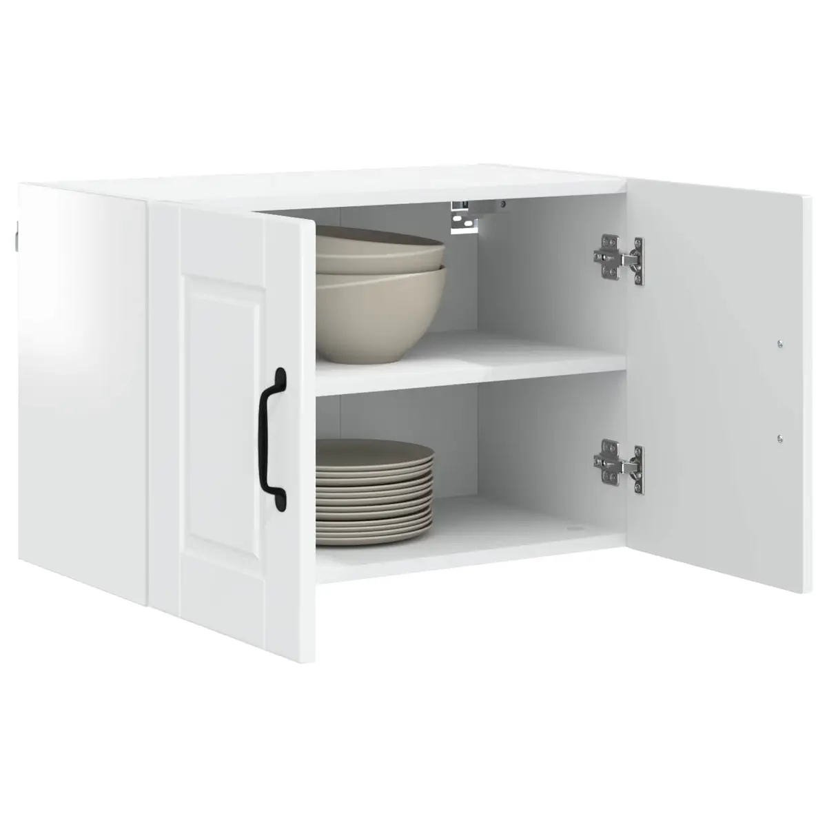 Wall Cabinet High Gloss White 60 x 31 x 40 cm Engineered Wood Kitchen Storage Shelves