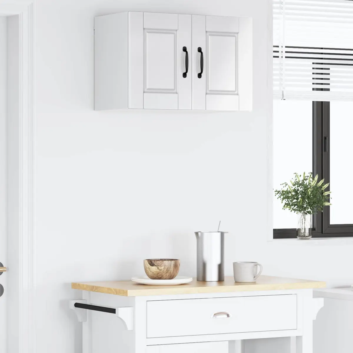 Wall Cabinet High Gloss White 60 x 31 x 40 cm Engineered Wood Kitchen Storage Shelves