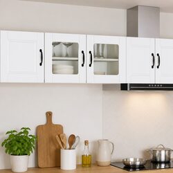 White Wall Glass Cabinet for Kitchen Storage 80x31x40cm