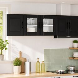 Black Wall Glass Cabinet for Modern Kitchens 80x31x40cm
