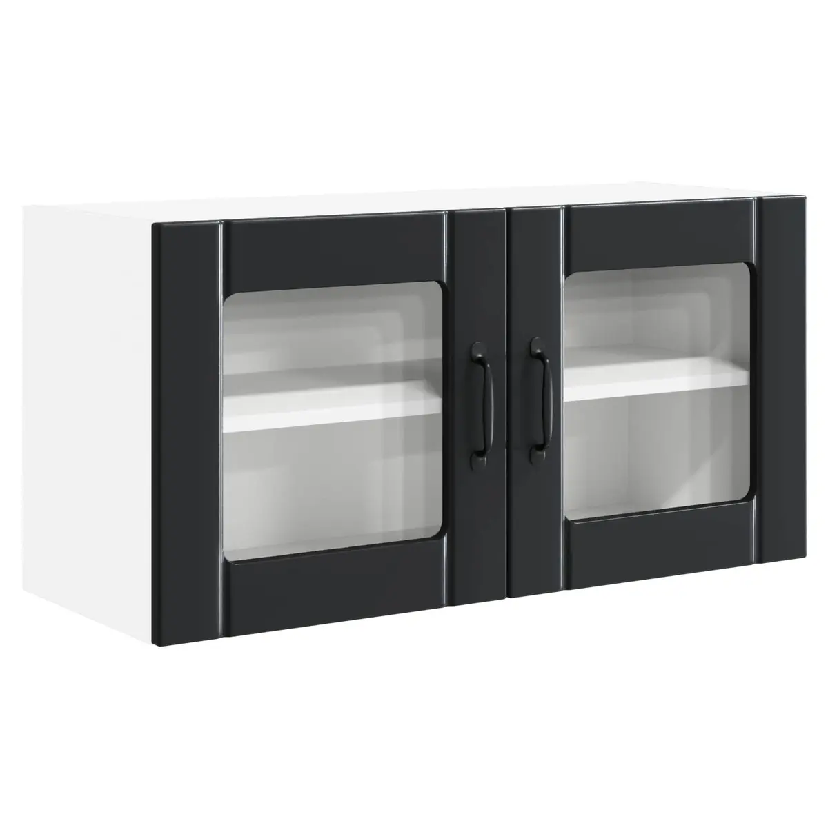 Wall Glass Cabinet Black 80x31x40cm Kitchen Storage Engineered Wood Modern