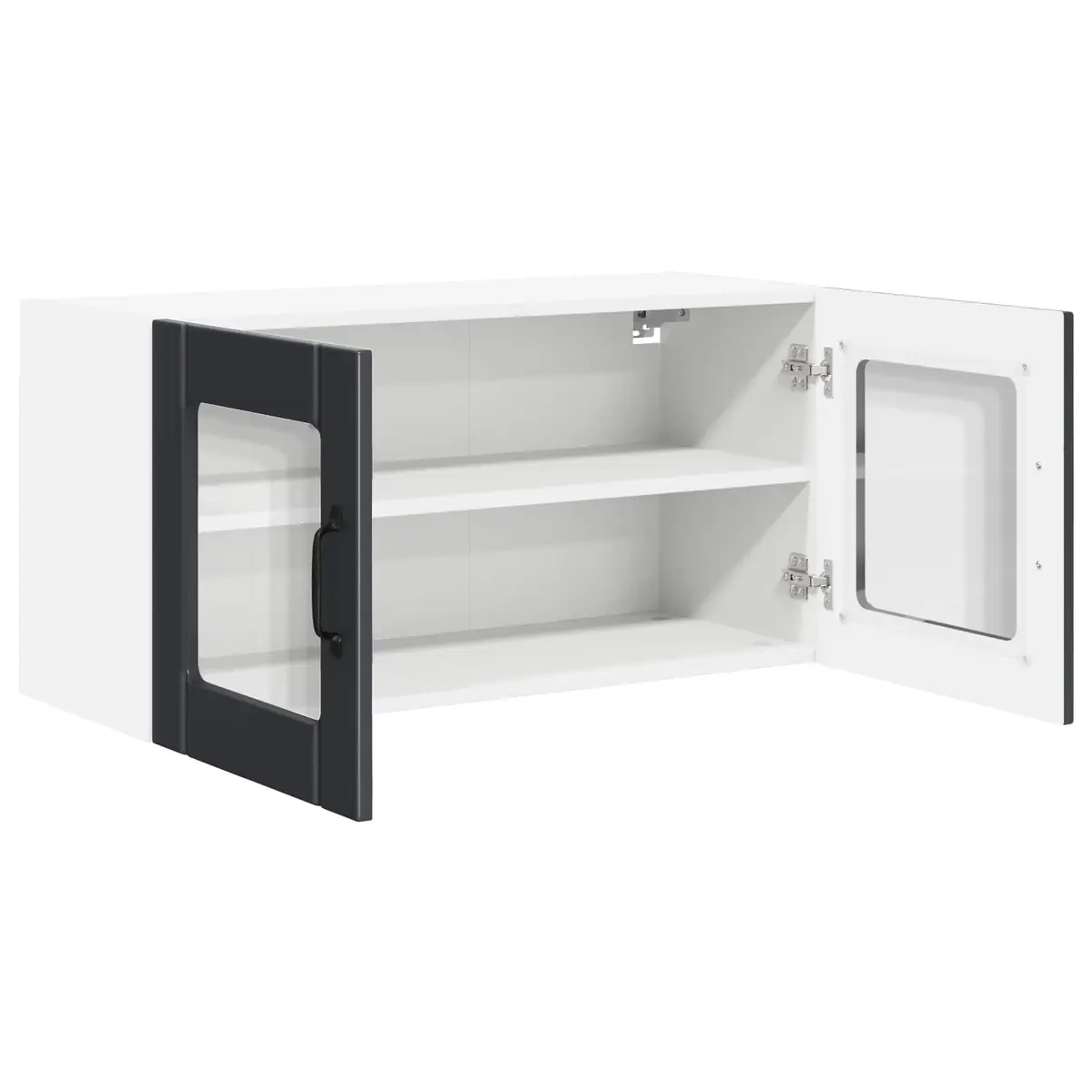 Wall Glass Cabinet Black 80x31x40cm Kitchen Storage Engineered Wood Modern