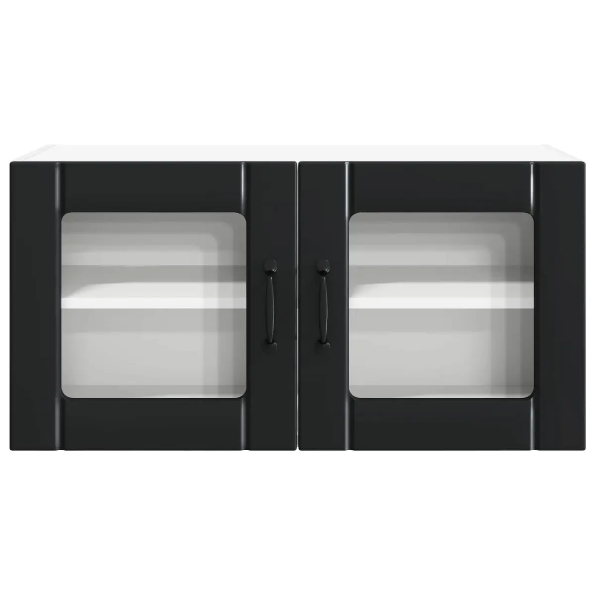 Wall Glass Cabinet Black 80x31x40cm Kitchen Storage Engineered Wood Modern