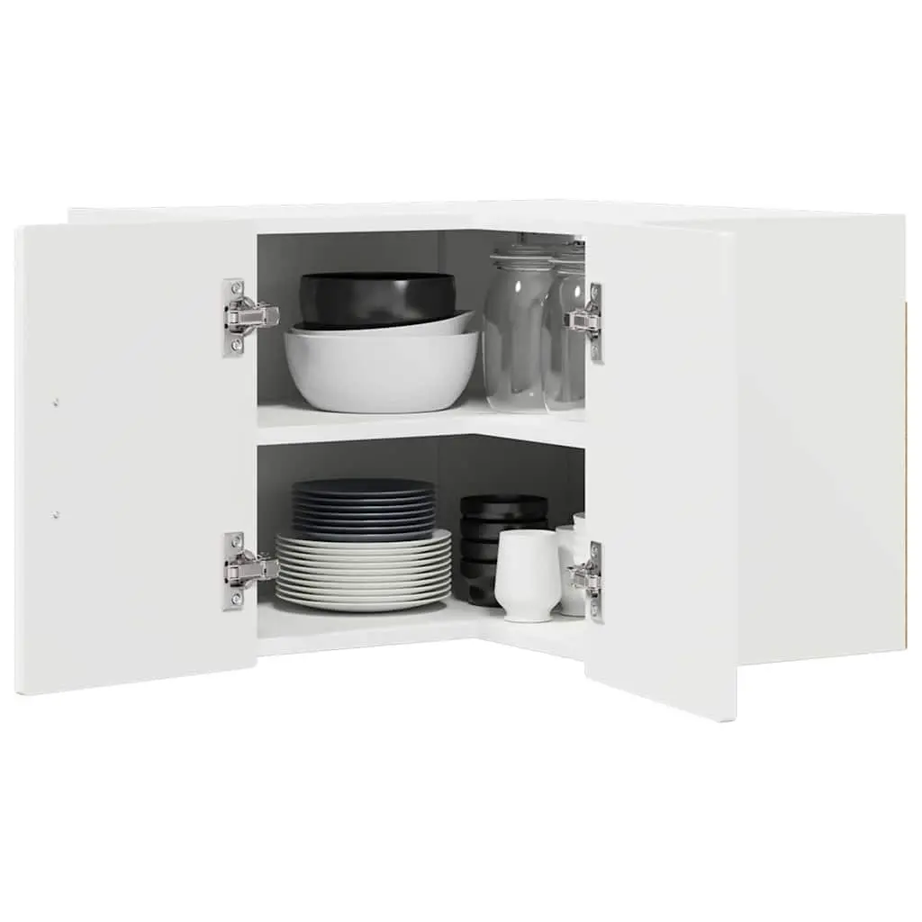 Wall Corner Cabinet White Engineered Wood 57x57x40cm