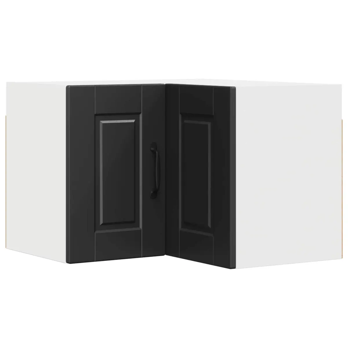 Black Wall-Mounted Corner Kitchen Cabinet with Shelves