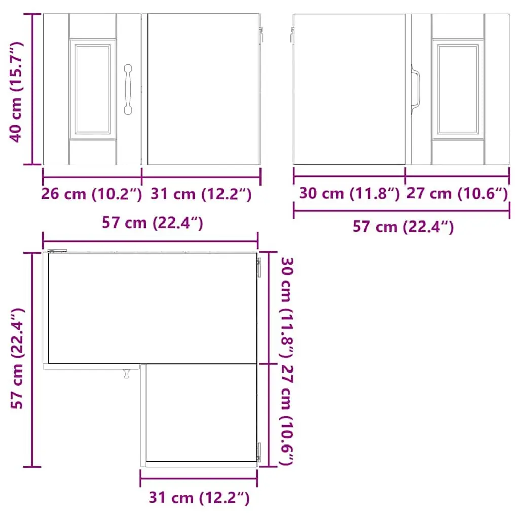 Black Wall-Mounted Corner Kitchen Cabinet with Shelves