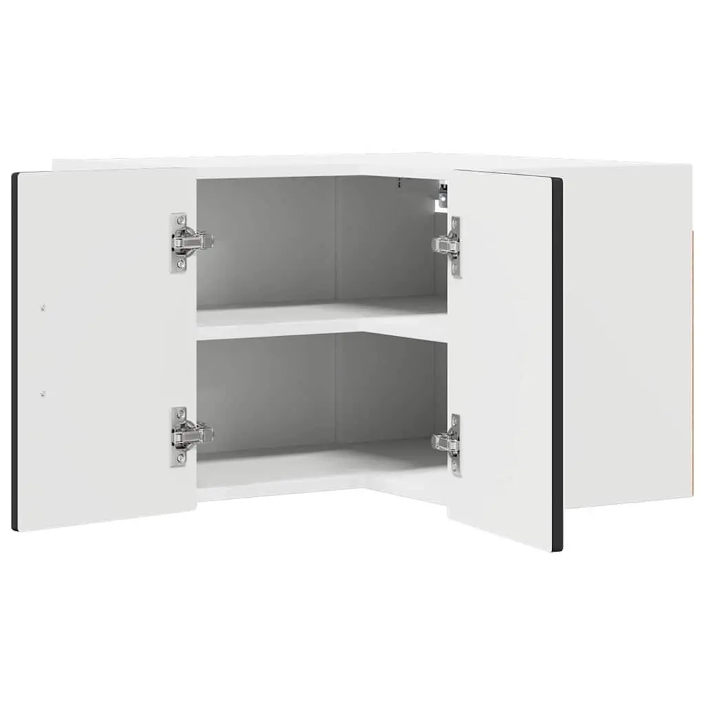 Black Wall-Mounted Corner Kitchen Cabinet with Shelves