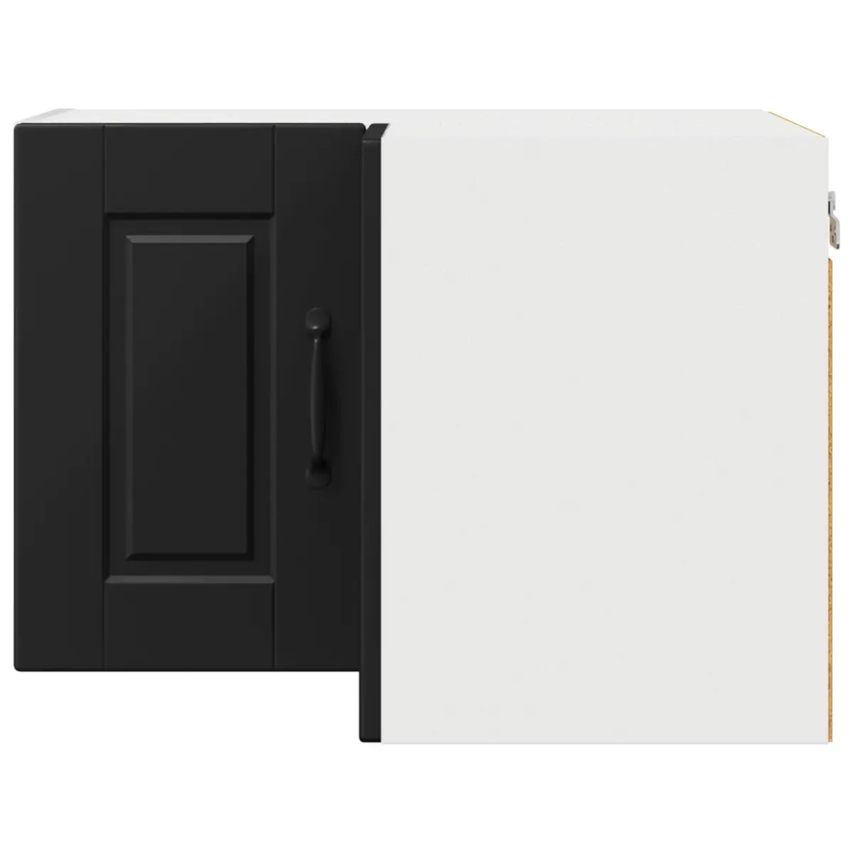 Black Wall-Mounted Corner Kitchen Cabinet with Shelves