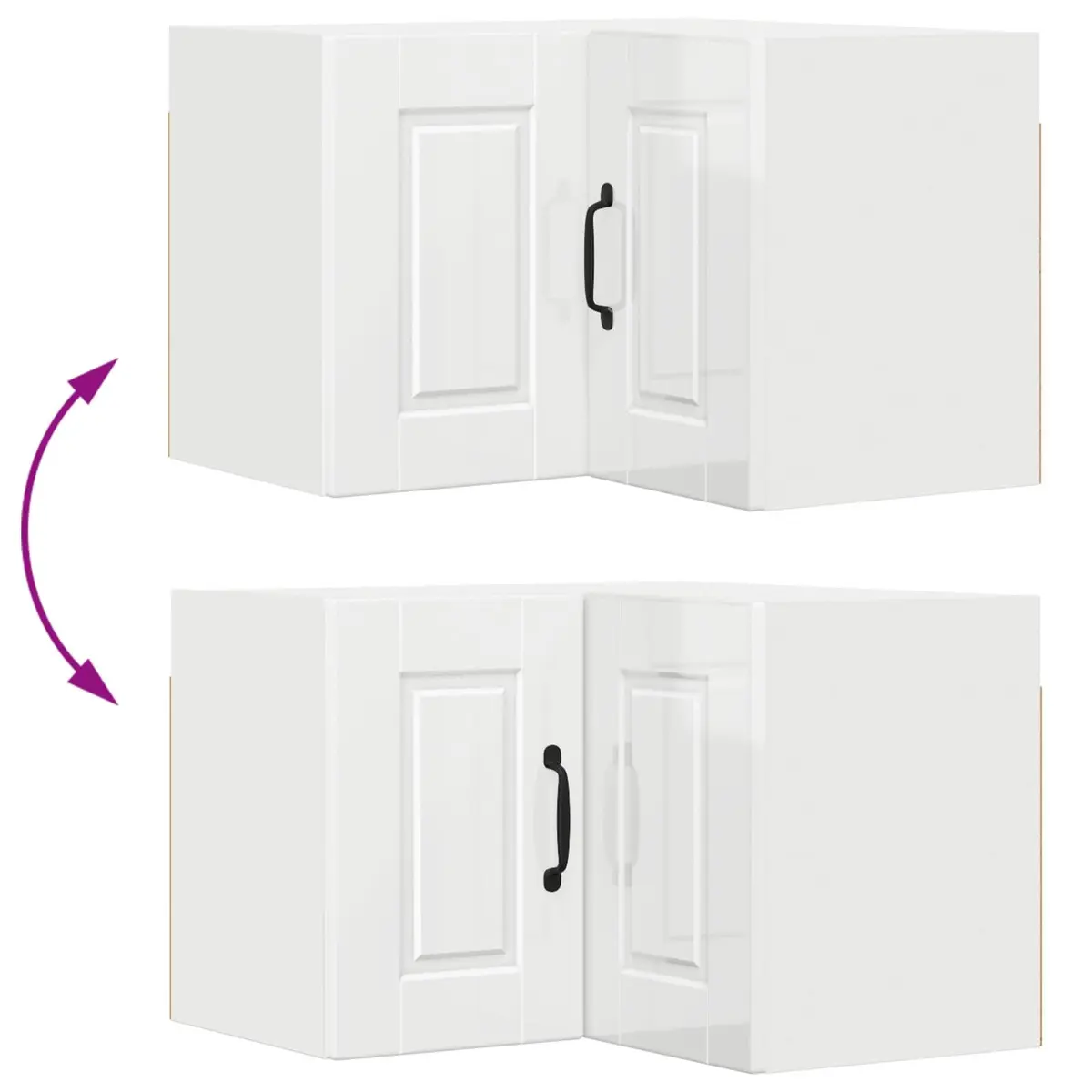 High Gloss White Corner Kitchen Cabinet