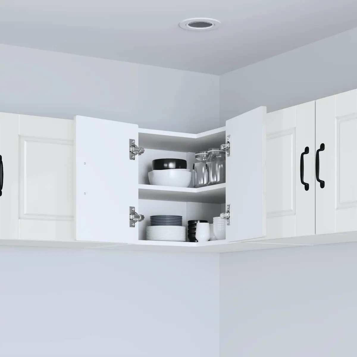 High Gloss White Corner Kitchen Cabinet