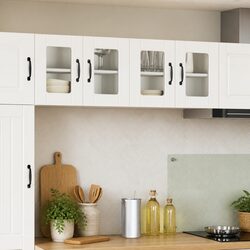 White Wall Glass Cabinets for Cozy Kitchen Storage