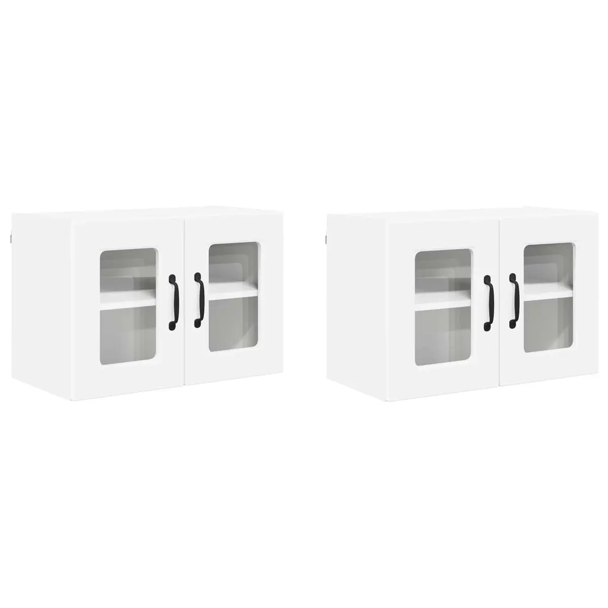 Wall Glass Cabinet White 2 pcs Kitchen Storage Shelves 60x31x40cm Modern
