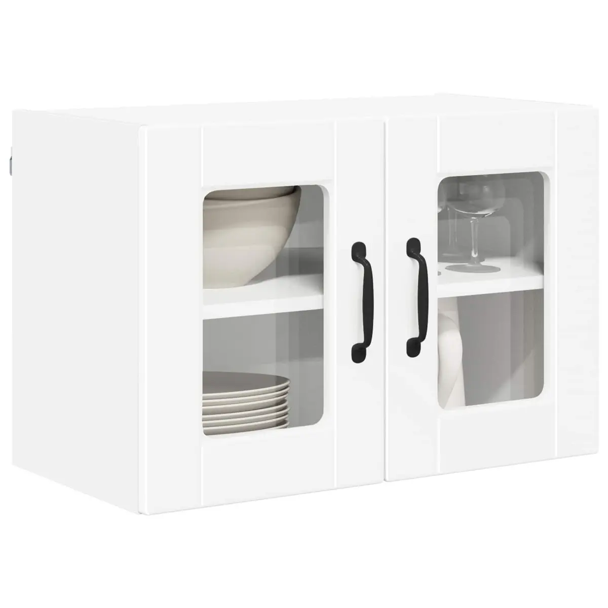 Wall Glass Cabinet White 2 pcs Kitchen Storage Shelves 60x31x40cm Modern