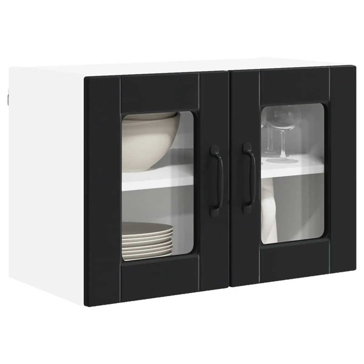 Wall Glass Cabinet Black 60x31x40cm Engineered Wood Kitchen Storage Organiser