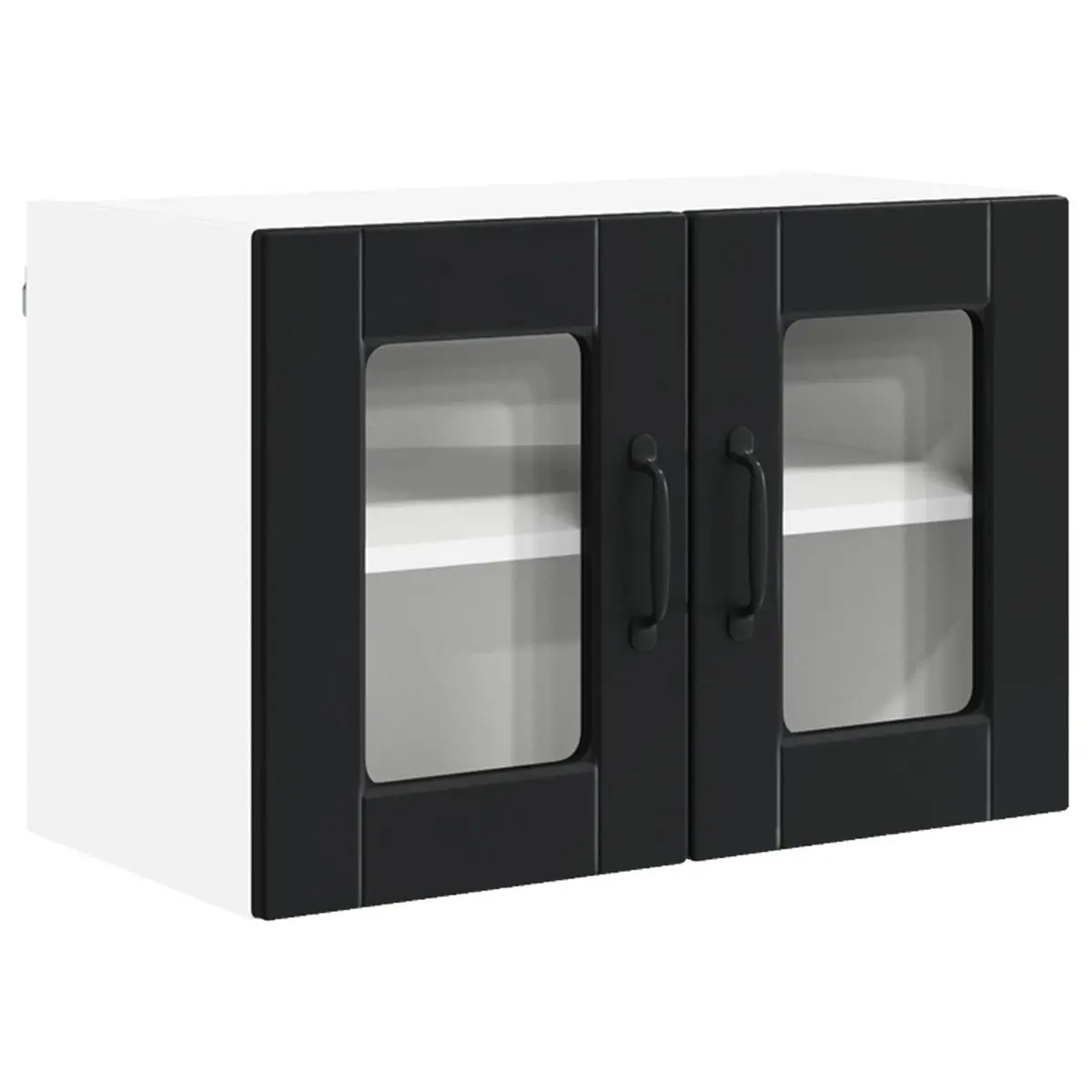 Wall Glass Cabinet Black Kitchen Storage 60 x 31 x 40 cm Engineered Wood Modern Shelving 2 Piece