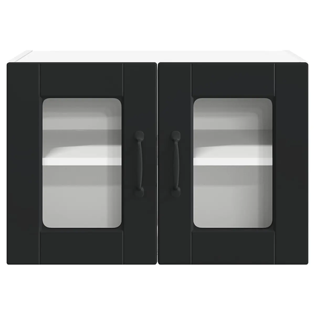 Wall Glass Cabinet Black Kitchen Storage 60 x 31 x 40 cm Engineered Wood Modern Shelving 2 Piece