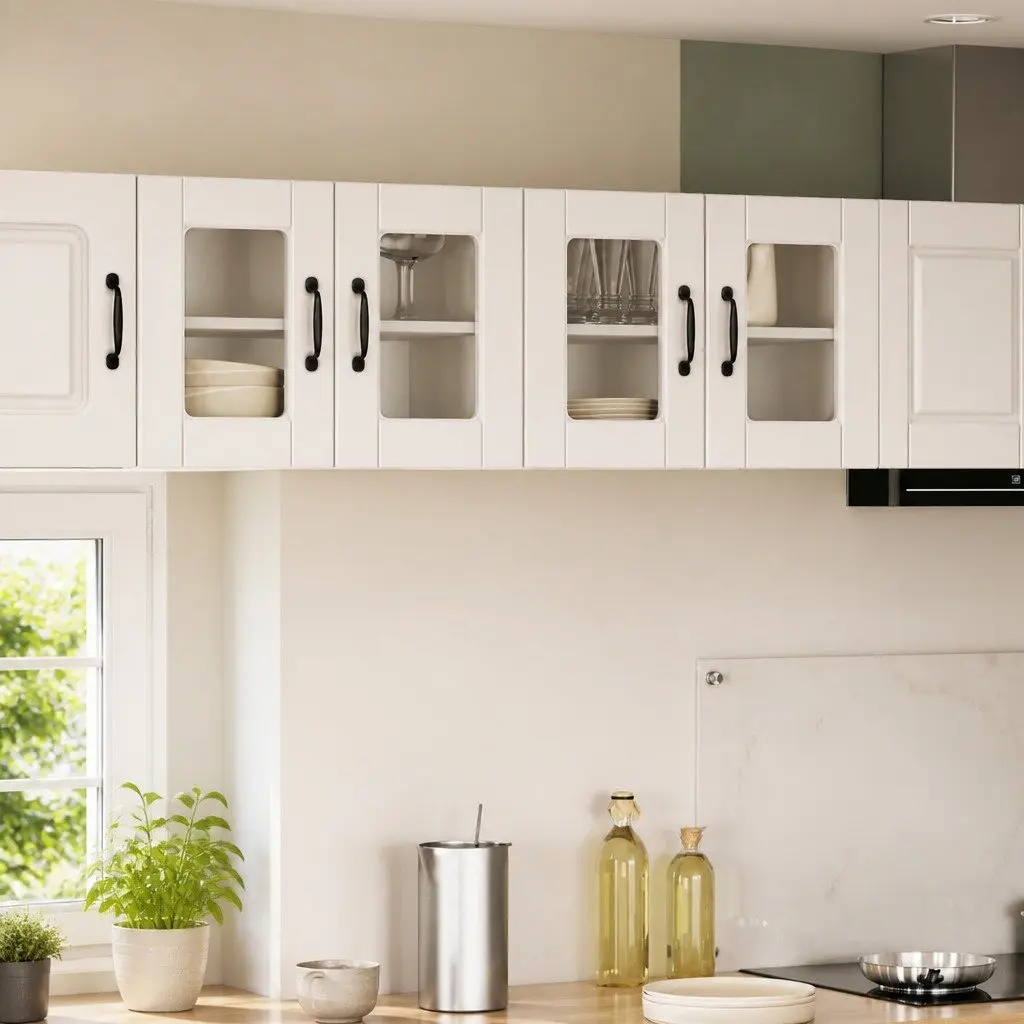High Gloss White Wall Glass Cabinet for Kitchen Storage