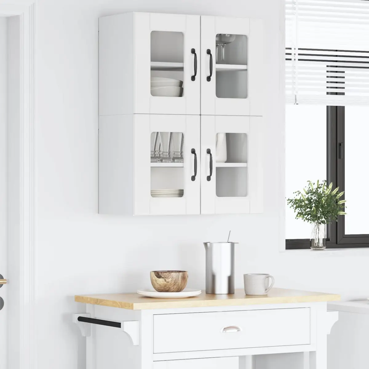 High Gloss White Wall Glass Kitchen Cabinet for Storage