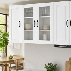 Porto White Wall Glass Cabinet for Kitchen Storage