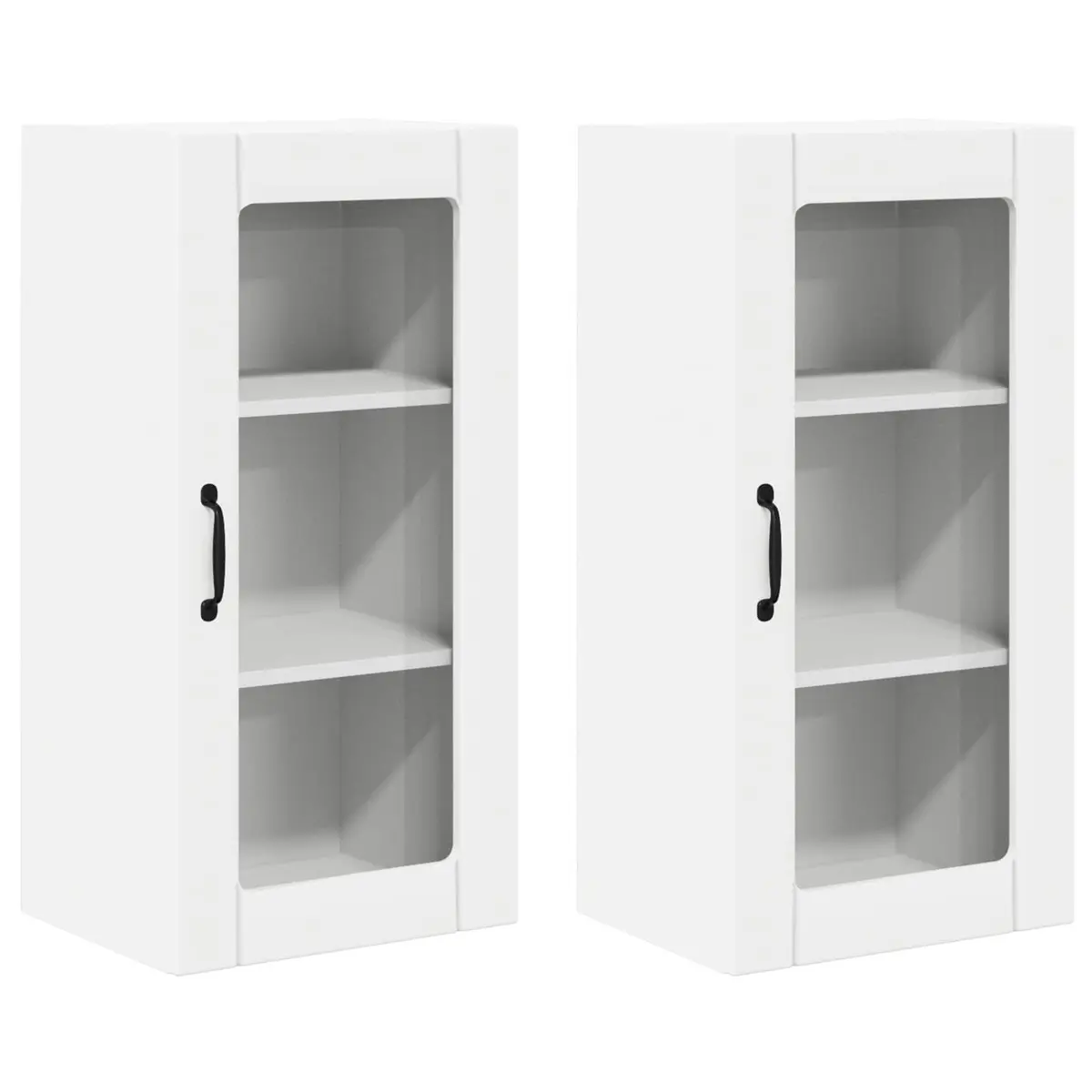 Wall Glass Cabinet White 40 x 31 x 80 cm Engineered Wood Set of 2