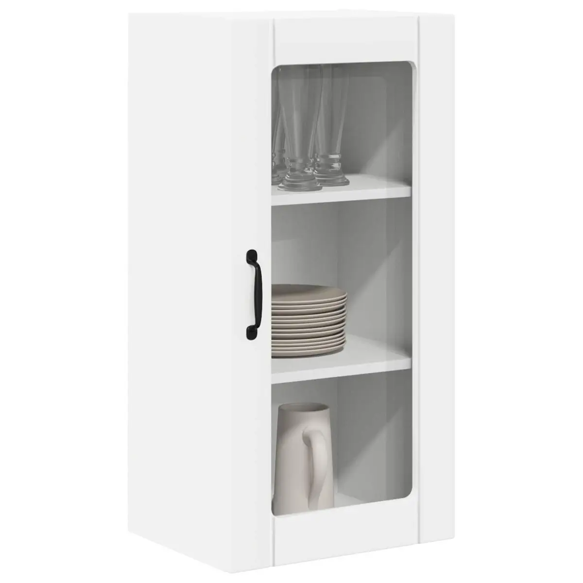 Wall Glass Cabinet White 40 x 31 x 80 cm Engineered Wood Set of 2
