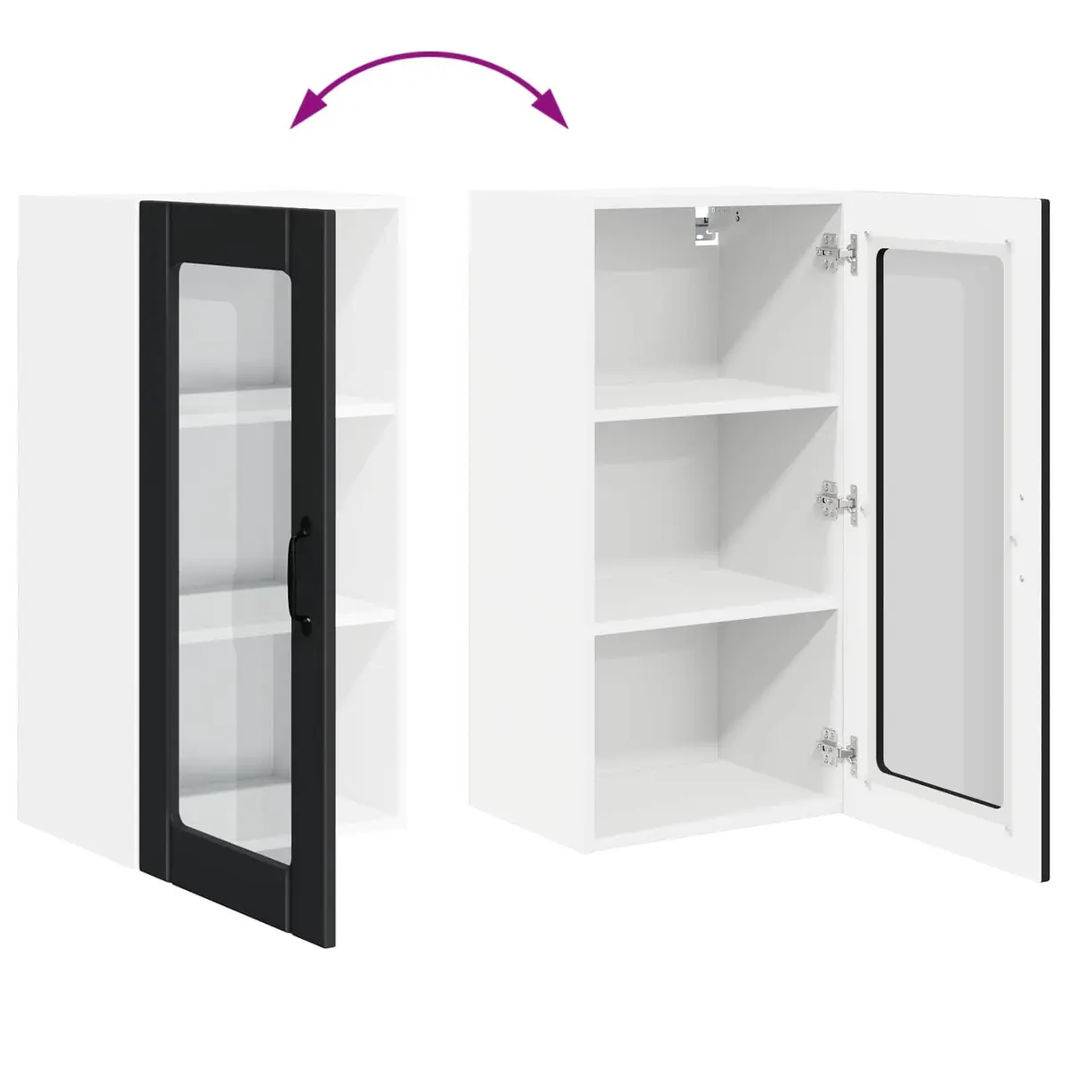 Wall Glass Cabinet Black 40x31x80cm Engineered Wood