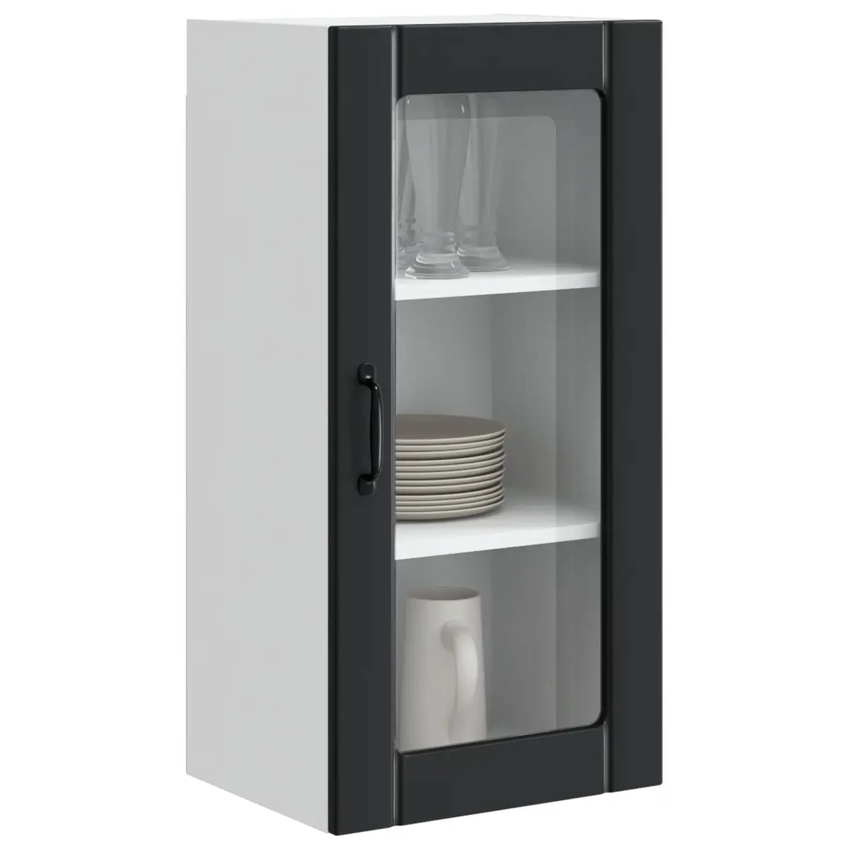 Wall Glass Cabinet Black 40x31x80cm Engineered Wood