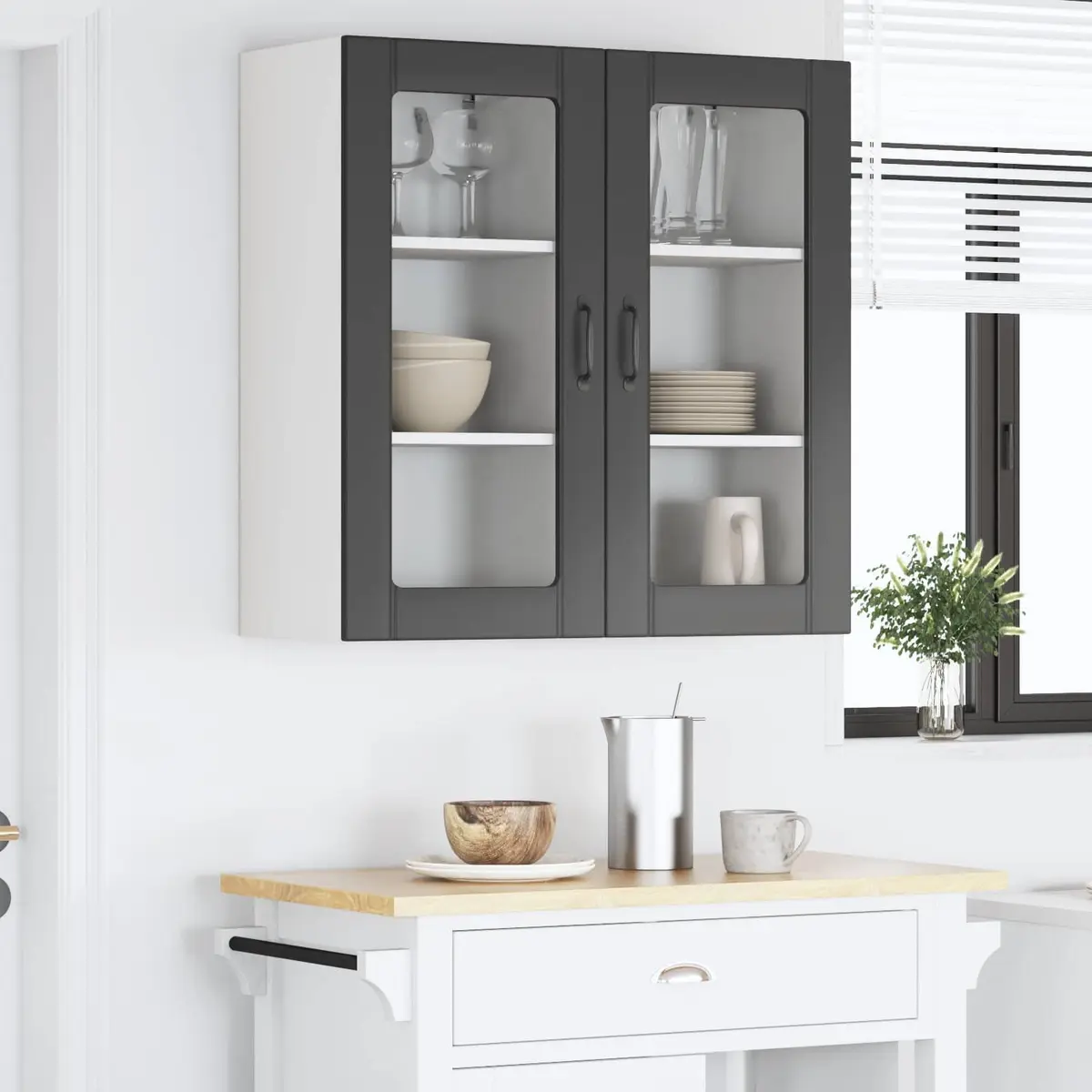 Wall Glass Cabinet for Kitchen Storage