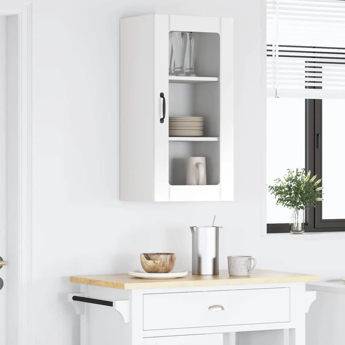 High Gloss White Wall-Mounted Kitchen Cabinet